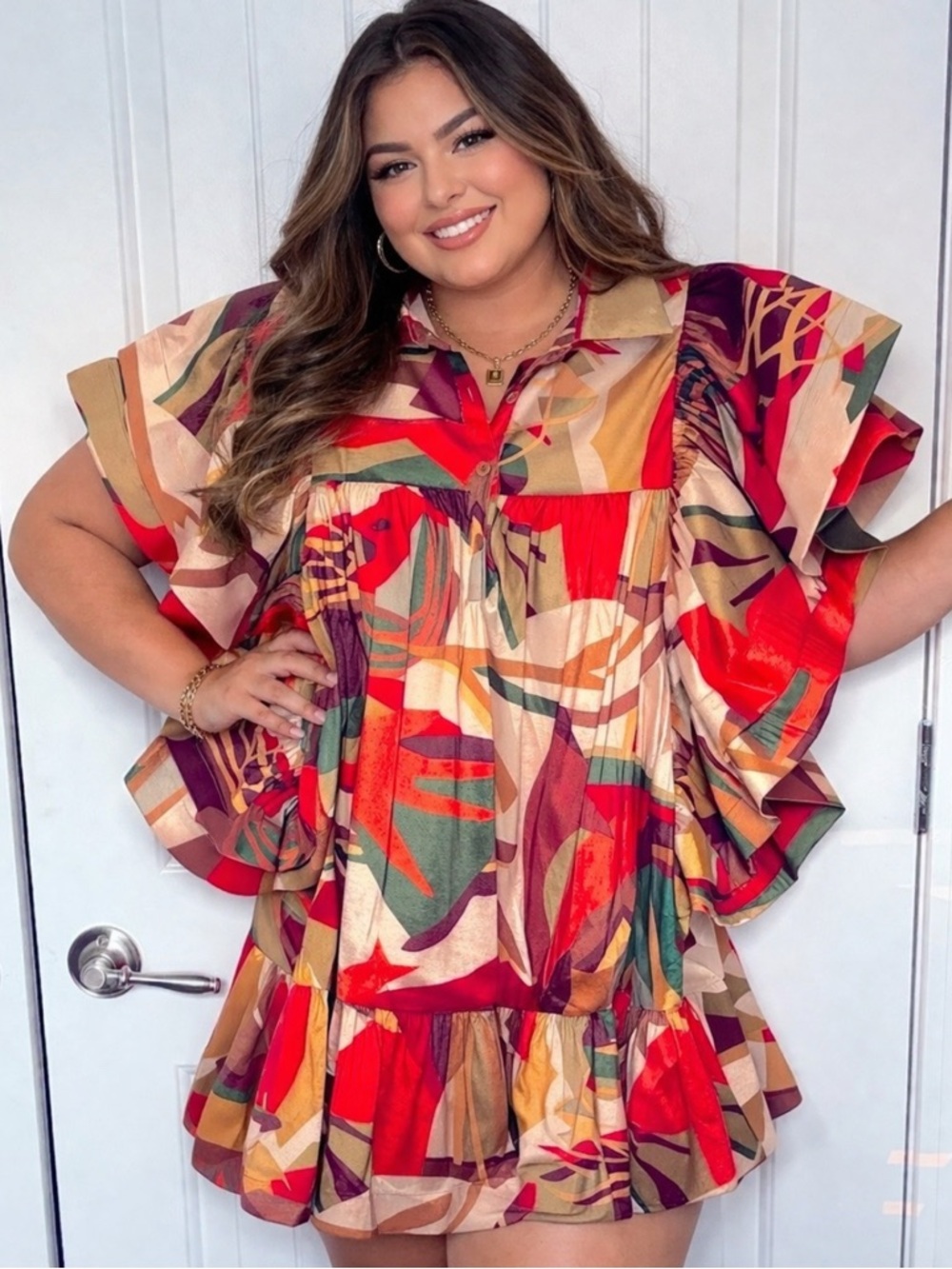 Colorful Ruffled Mini Dress - Picture 8 of 8